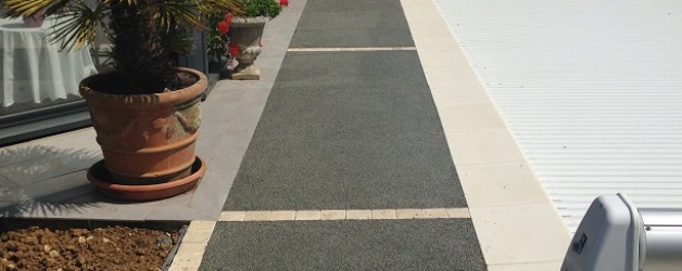 Béton Poreux autour d’une piscine à Chasnais en Vendée
